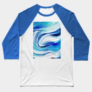 Beautiful Abstract Blue Tsunami Baseball T-Shirt